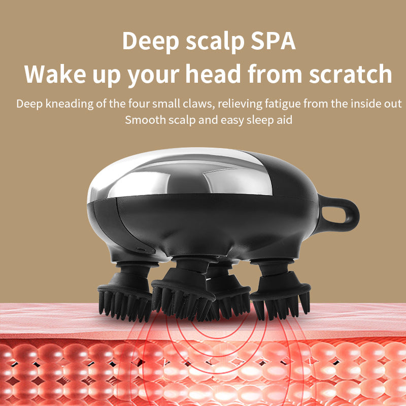 Intelligent 3D Electric Head & Scalp Massager - 7 Massage Techniques, IPX7 Waterproof, Rechargeable black