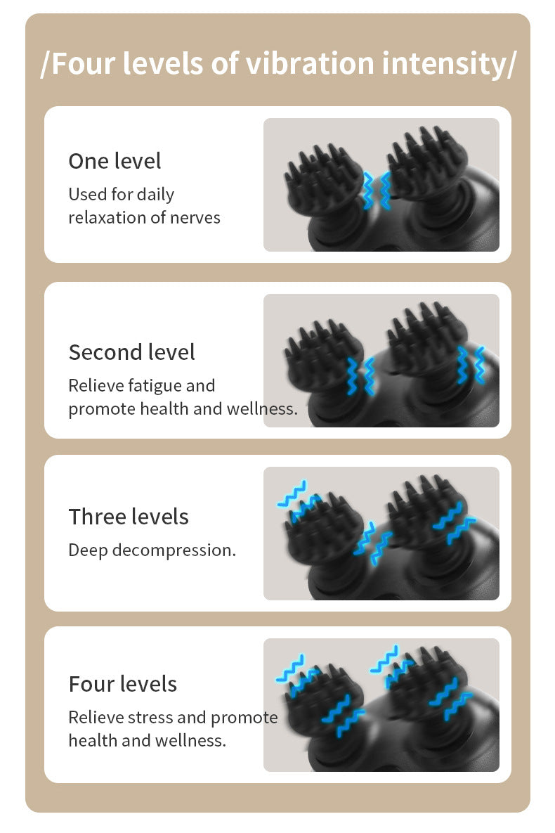 Intelligent 3D Electric Head & Scalp Massager - 7 Massage Techniques, IPX7 Waterproof, Rechargeable black