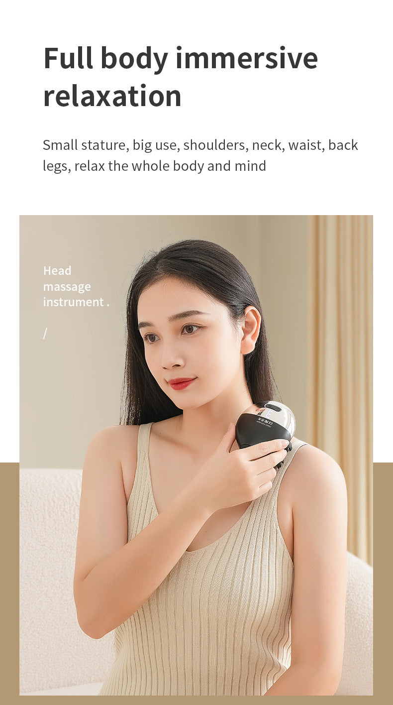 Intelligent 3D Electric Head & Scalp Massager - 7 Massage Techniques, IPX7 Waterproof, Rechargeable black