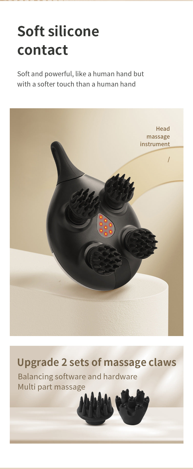 Intelligent 3D Electric Head & Scalp Massager - 7 Massage Techniques, IPX7 Waterproof, Rechargeable Yellow