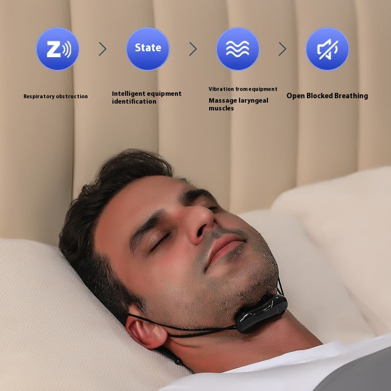 Smart Anti-Snoring Throat Massager - AI-Powered Vibration Sleep Aid, USB-C Rechargeable & Portable black