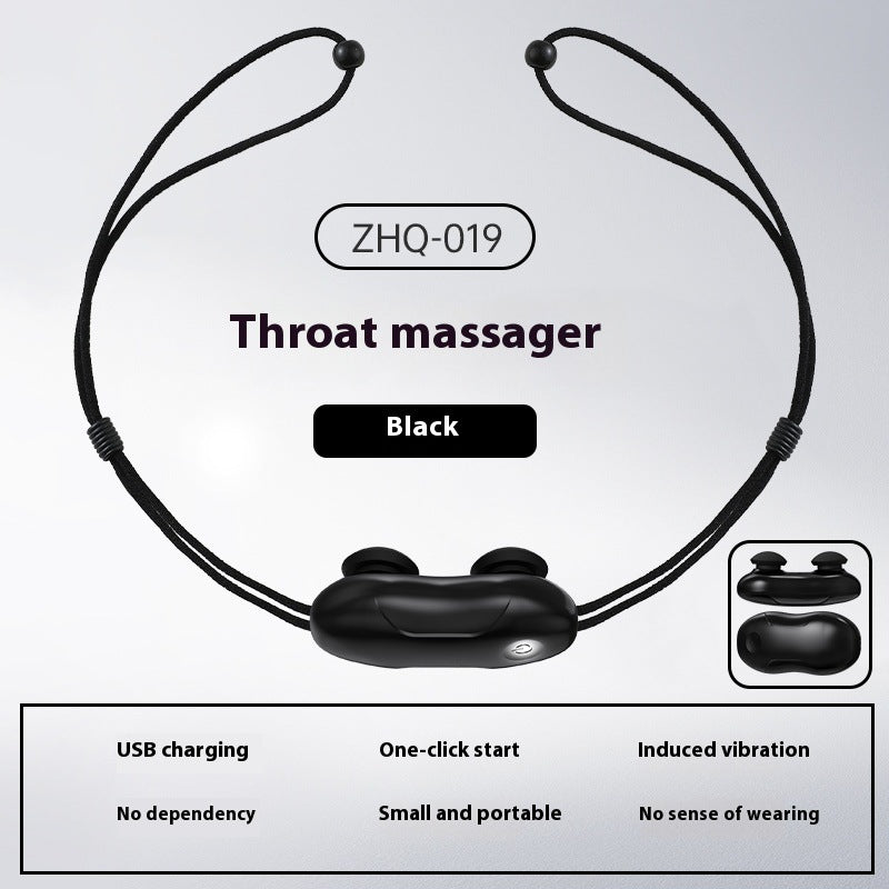 Smart Anti-Snoring Throat Massager - AI-Powered Vibration Sleep Aid, USB-C Rechargeable & Portable black