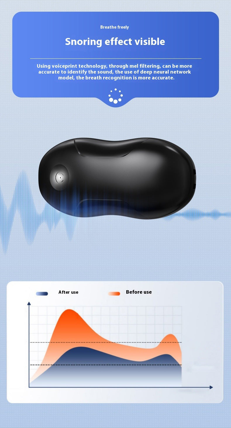 Smart Anti-Snoring Throat Massager - AI-Powered Vibration Sleep Aid, USB-C Rechargeable & Portable black