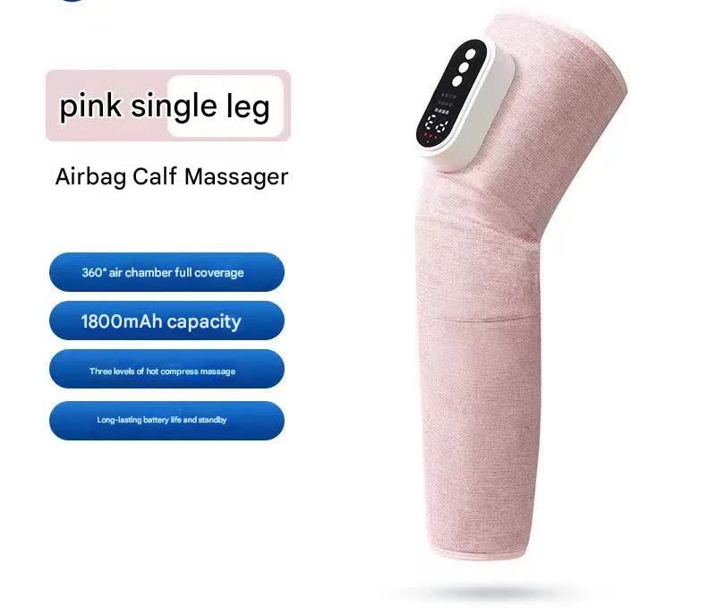 Rechargeable Air Compression Leg Massager with Heat Therapy for Knee & Calf Relief pink-Single