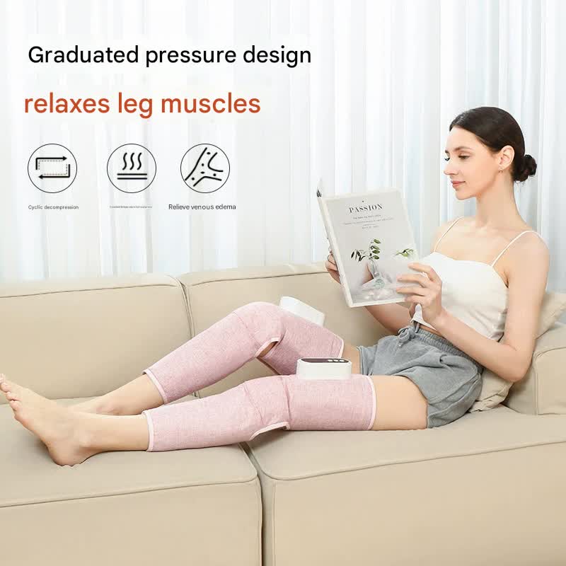 Rechargeable Air Compression Leg Massager with Heat Therapy for Knee & Calf Relief pink-Single