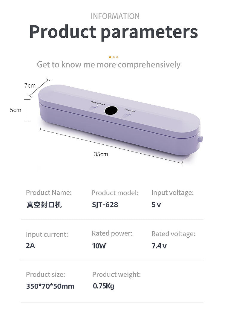 Wireless Portable Vacuum Sealing Machine - Automatic Food Sealer with LCD Display & Dual Modes Purple