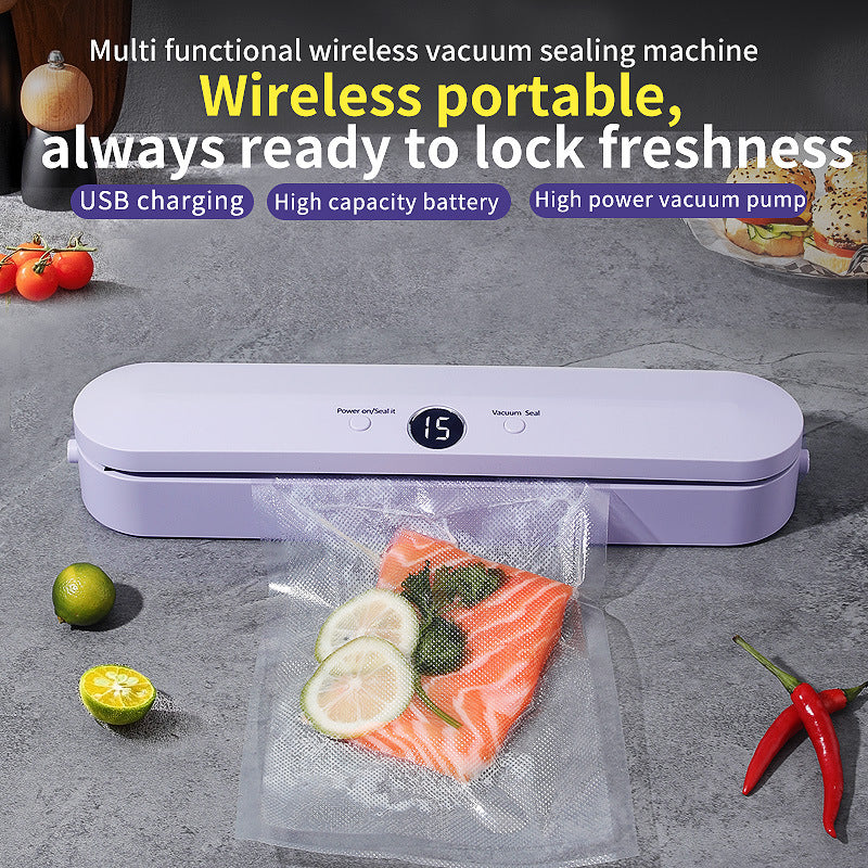 Wireless Portable Vacuum Sealing Machine - Automatic Food Sealer with LCD Display & Dual Modes White