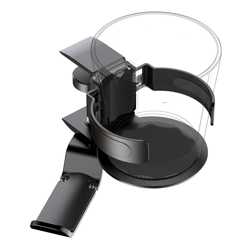 Two desktop clip-on cup holders and headphone hanger - adjustable, non-slip silicone, maximum load 15KG silver