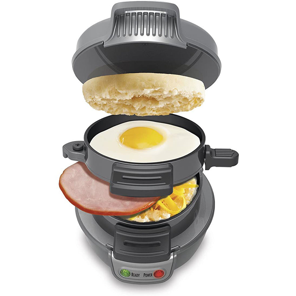 Quick & Easy Multi-Layer Sandwich & Burger Maker with Egg Cooker Plate Silver gray