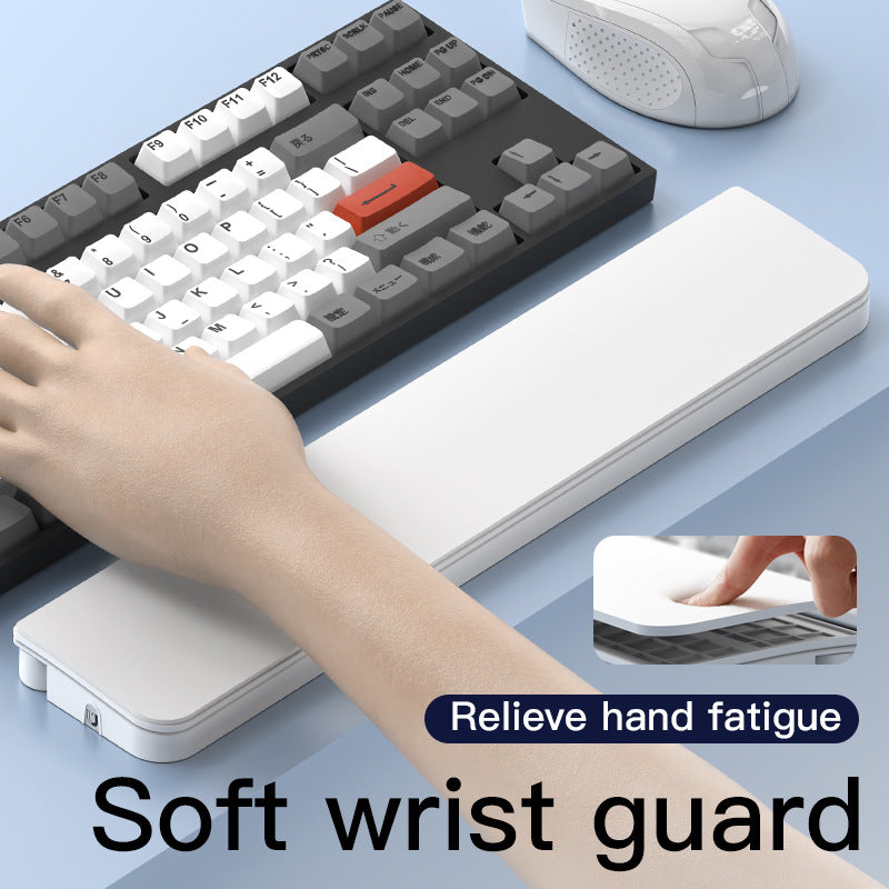 Two Multi-functional Keyboard Cleaning Kit & Ergonomic Wrist Rest with Integrated Storage White