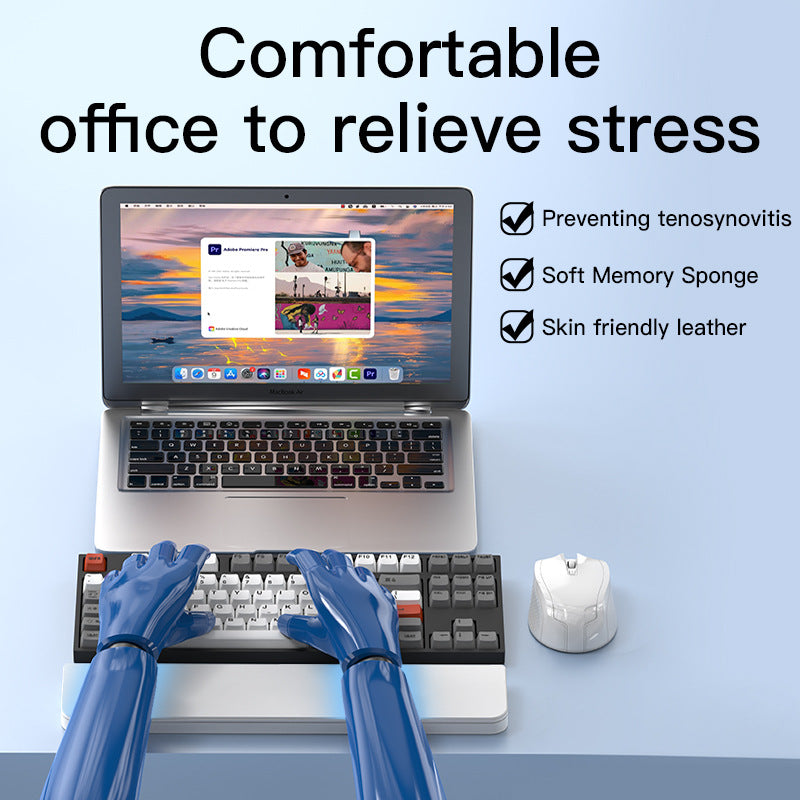 Two Multi-functional Keyboard Cleaning Kit & Ergonomic Wrist Rest with Integrated Storage White