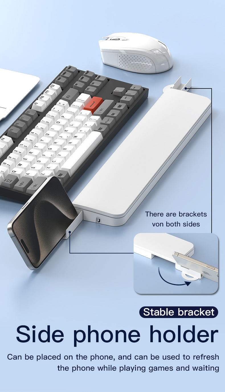 Two Multi-functional Keyboard Cleaning Kit & Ergonomic Wrist Rest with Integrated Storage White