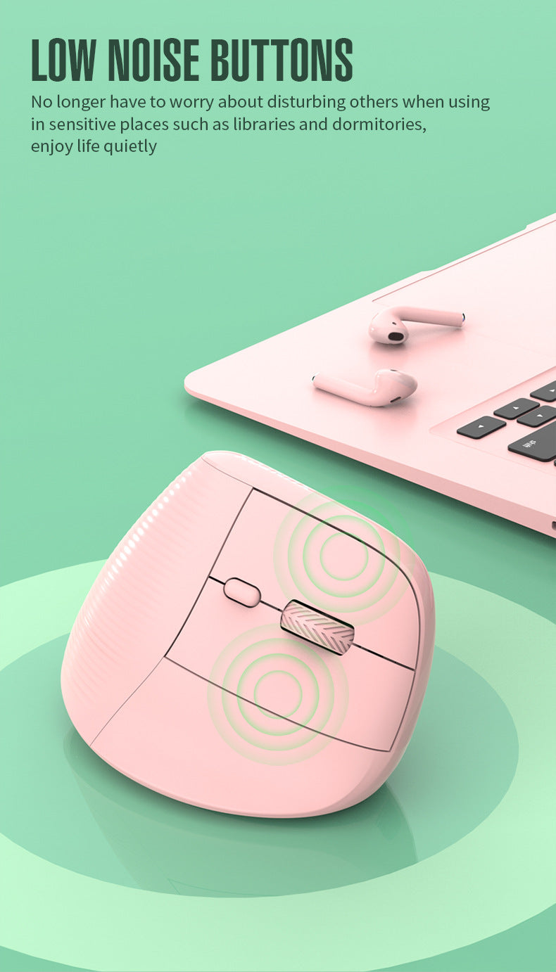 Two Ergonomic Vertical Wireless Mouse - Dual Mode 2.4G & Bluetooth , 5 Adjustable DPI, Silent Clicks, Rechargeable white