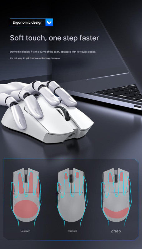 High-Performance Tri-Mode Wireless Gaming Mouse - 22000 DPI, Rechargeable, with RGB Charging Dock red