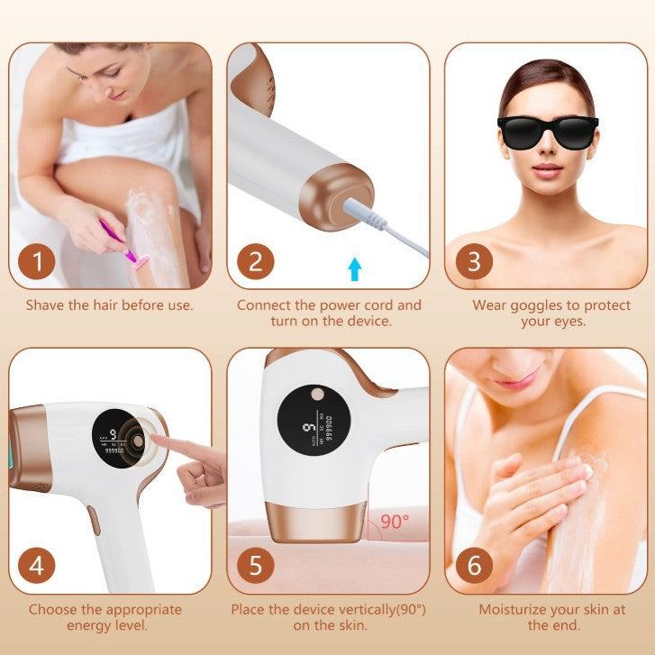 IPL Hair Removal Device - 3-in-1 Permanent Hair Reduction, Skin Rejuvenation & Acne Control white