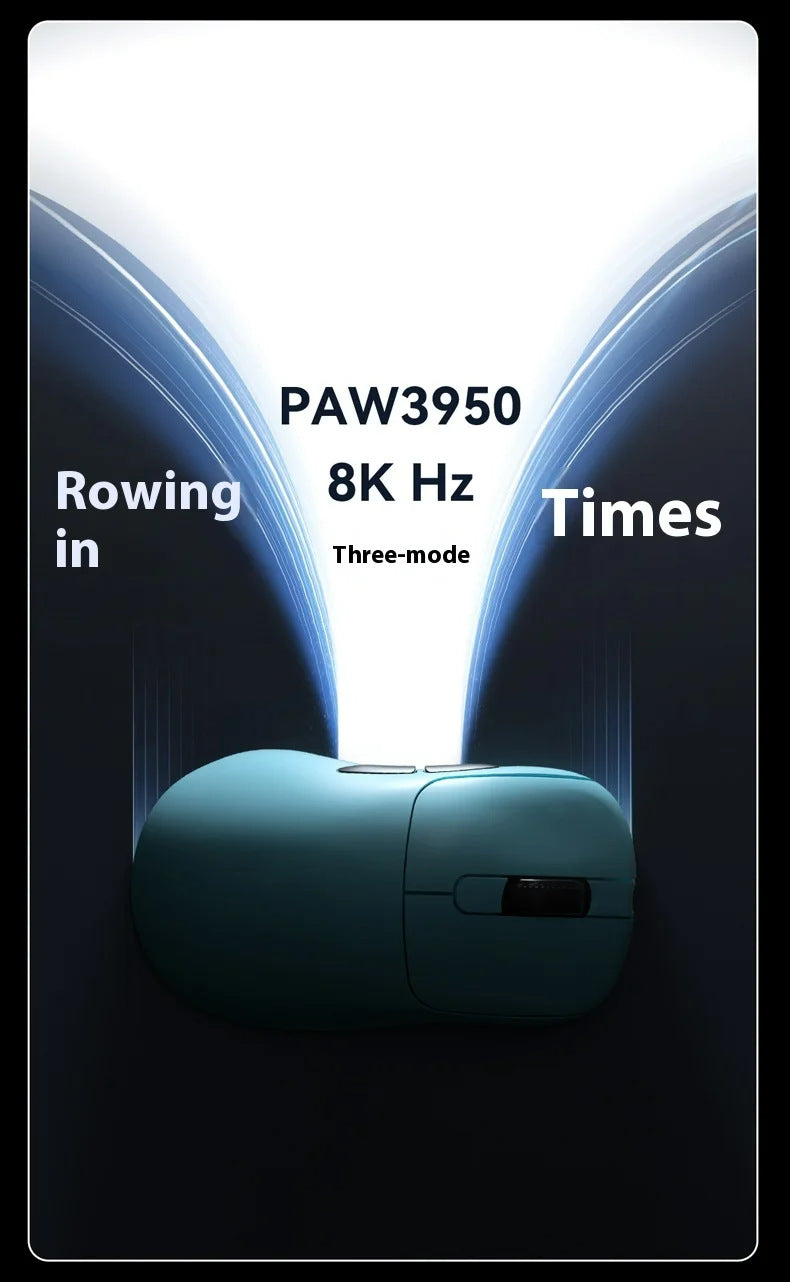 Tri-Mode Wireless Gaming Mouse with 8000Hz Polling Rate, PAW3950 Sensor & Magnetic Charging Dock Blue