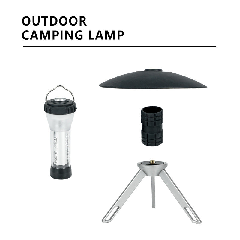 Portable Outdoor Camping Lantern with Tripod Stand, Soft Light Diffuser & USB-C Charging black