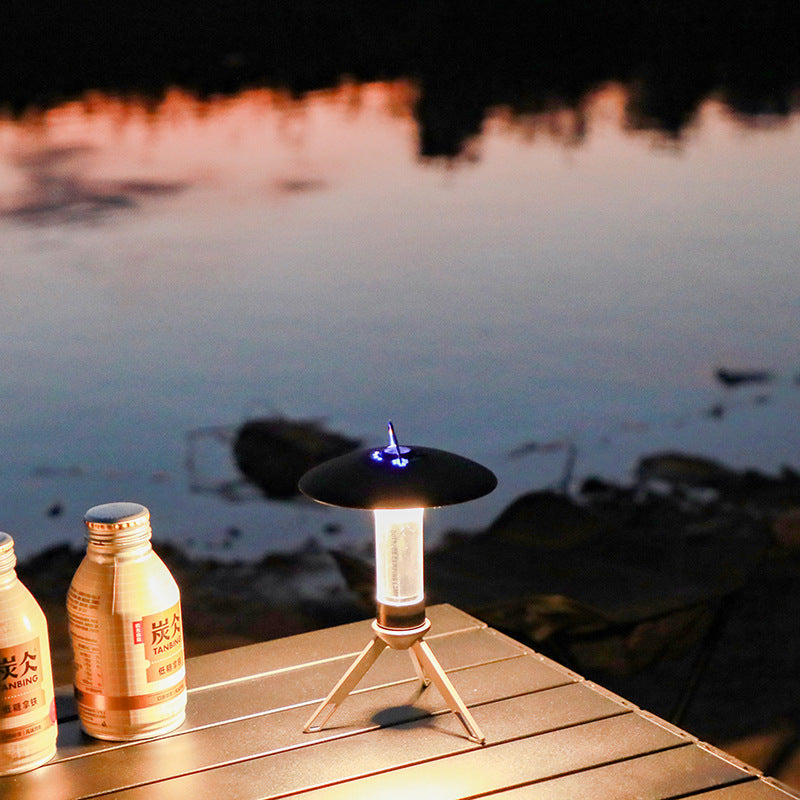 Portable Outdoor Camping Lantern with Tripod Stand, Soft Light Diffuser & USB-C Charging blue