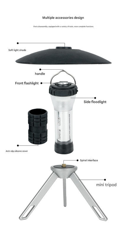 Portable Outdoor Camping Lantern with Tripod Stand, Soft Light Diffuser & USB-C Charging blue