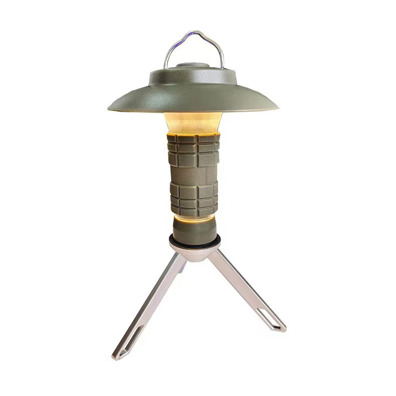 Portable Outdoor Camping Lantern with Tripod Stand, Soft Light Diffuser & USB-C Charging green