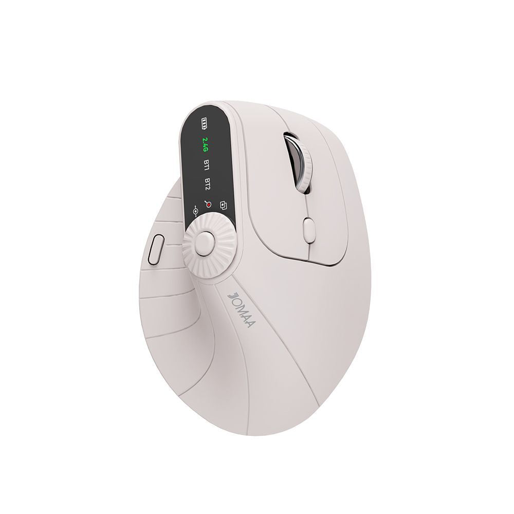 Ergonomic Vertical Mouse - 2.4G/Bluetooth Multi-Mode, LED Display, 57-Degree Angle, & 400mAh Battery Beige