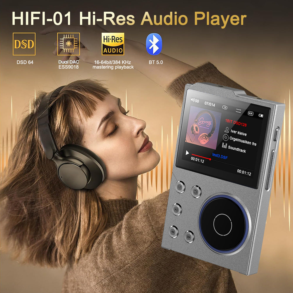 Portable Hi-Res Digital Audio Player - DSD, Dual DAC, Bluetooth 5.0, Expandable Storage Grey 16GB + 16GB