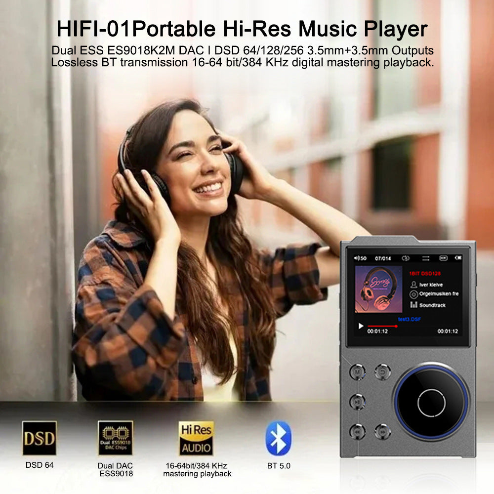 Portable Hi-Res Digital Audio Player - DSD, Dual DAC, Bluetooth 5.0, Expandable Storage BLACK 16GB +32GB