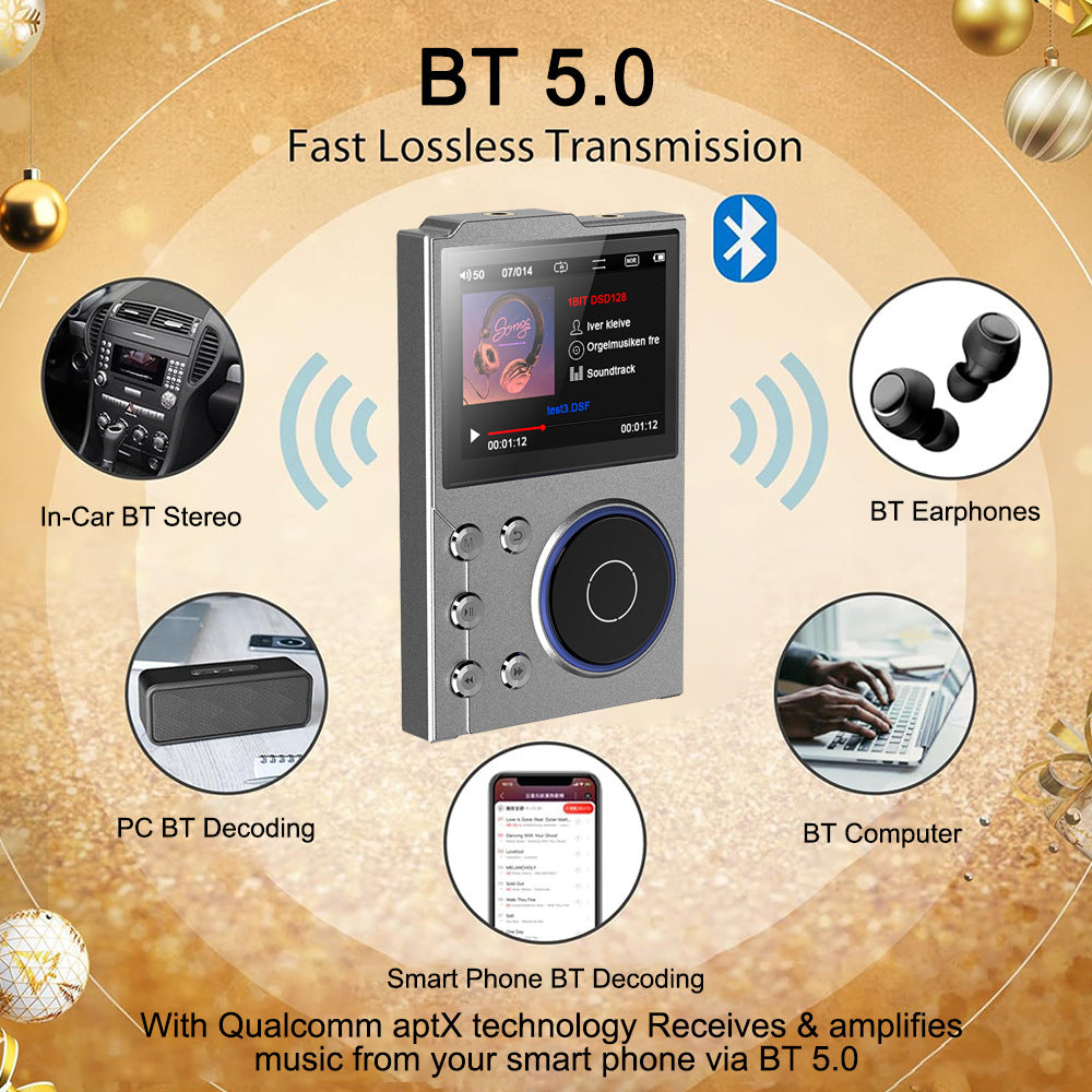 Portable Hi-Res Digital Audio Player - DSD, Dual DAC, Bluetooth 5.0, Expandable Storage BLACK 16GB +32GB