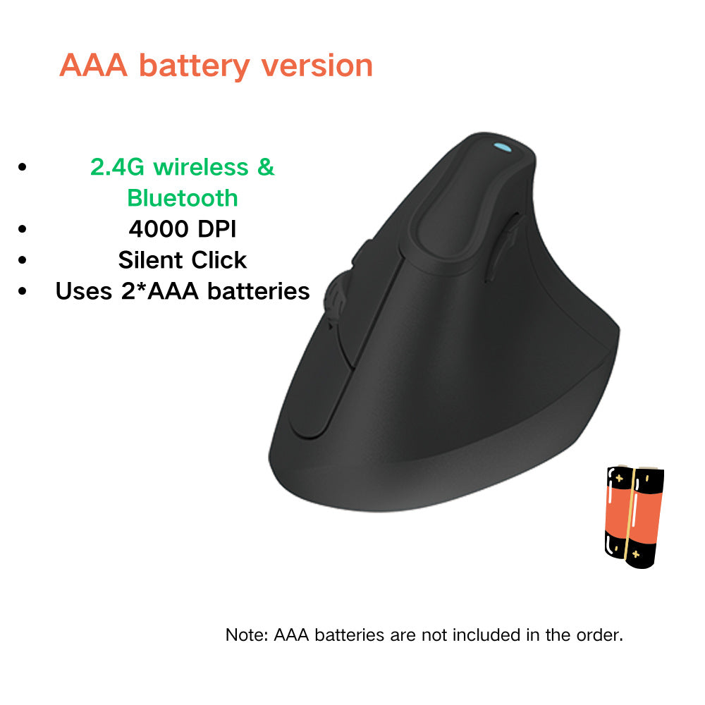 Ergonomic Vertical Mouse - Multi-Device Bluetooth5.0 & 2.4G Wireless, Adjustable DPI, Silent Click black
