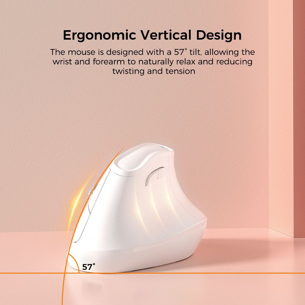Ergonomic Vertical Mouse - Multi-Device Bluetooth5.0 & 2.4G Wireless, Adjustable DPI, Silent Click white
