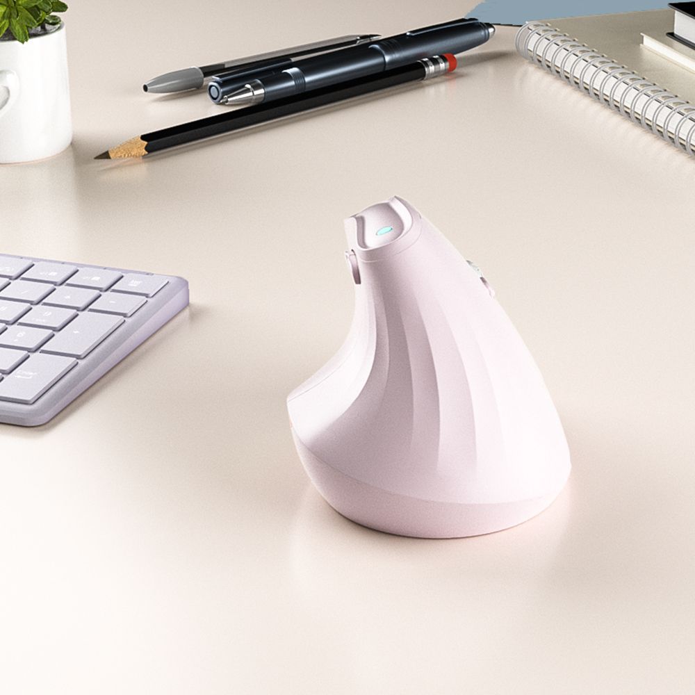 Ergonomic Vertical Mouse - Multi-Device Bluetooth5.0 & 2.4G Wireless, Adjustable DPI, Silent Click pale pinkish gray