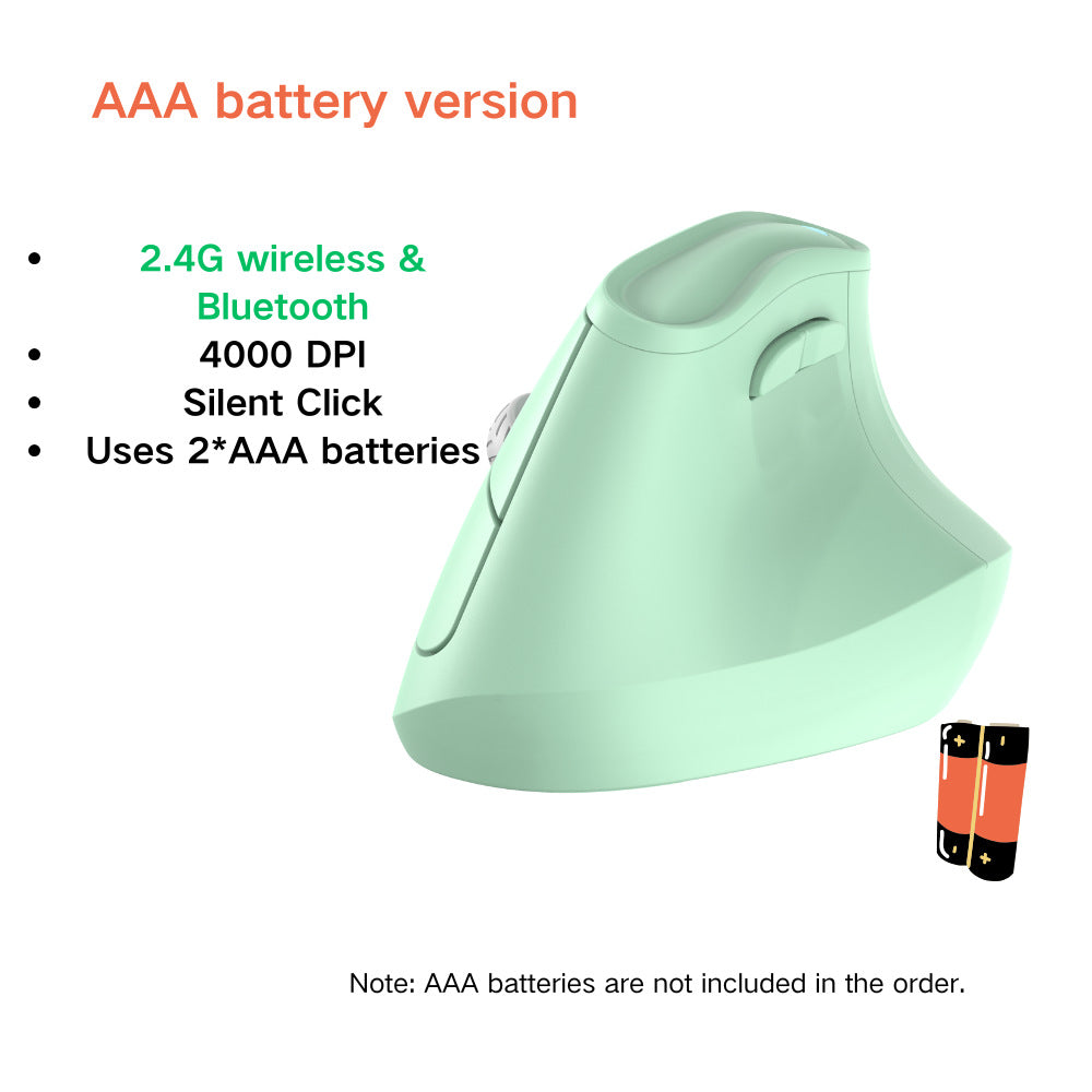 Ergonomic Vertical Mouse - Multi-Device Bluetooth5.0 & 2.4G Wireless, Adjustable DPI, Silent Click green
