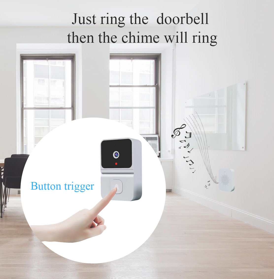 Mini Smart Video Doorbell - 480P Wide-Angle Lens, Two-Way Audio & Night Vision black