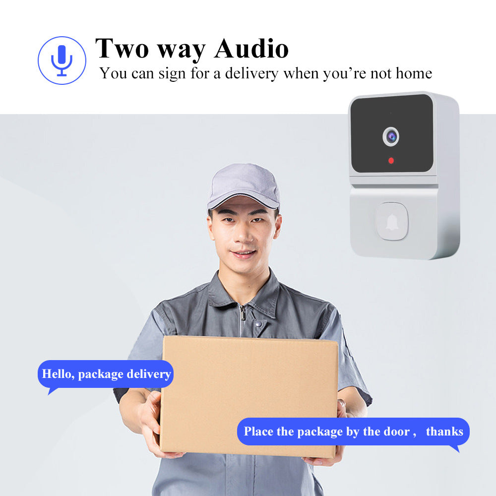 Mini Smart Video Doorbell - 480P Wide-Angle Lens, Two-Way Audio & Night Vision black