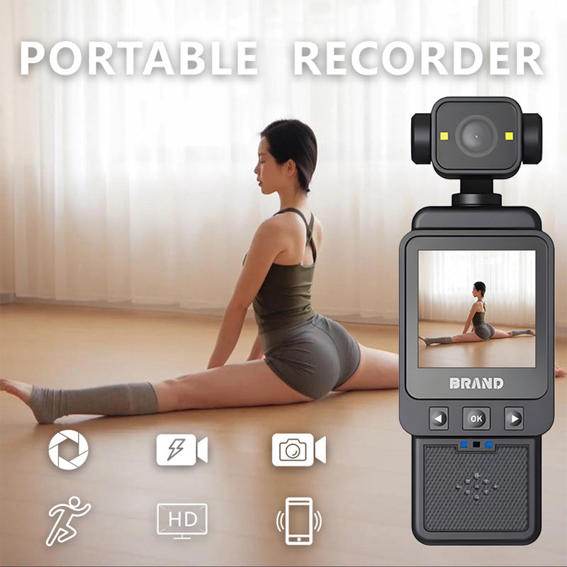 Compact Body Camera with 180° Rotatable Lens, Night Vision, WiFi & Built-in Fill Lights black+64G