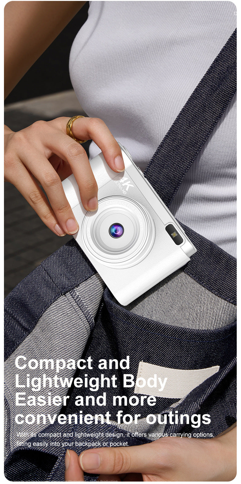 4K Ultra HD Digital Camera - 75MP, 2.8-inch Rotatable Screen, Auto Focus & Built-in Flash black