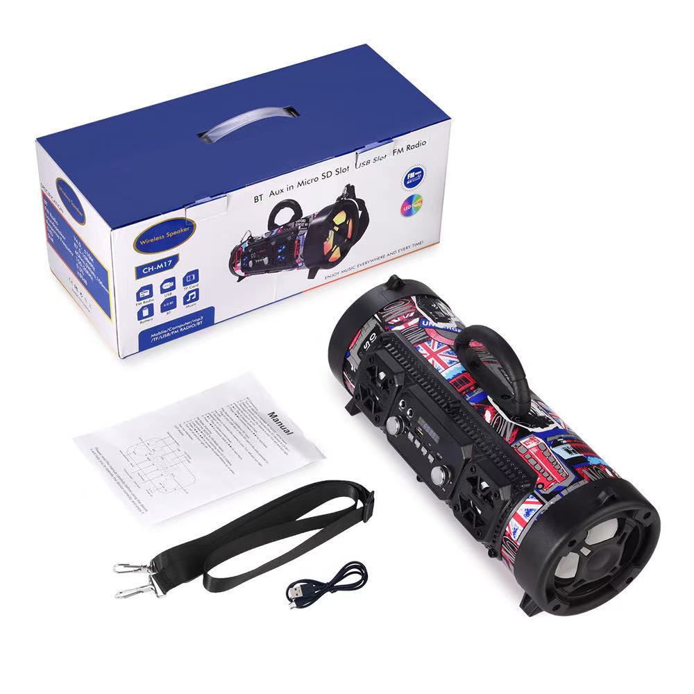 Portable Wireless Speaker - FM Radio, USB/TF Playback, AUX Input, Microphone Support & 2000mAh Battery black