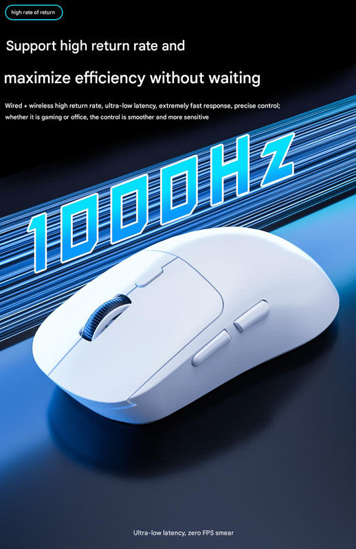 75g Ultra-Lightweight Tri-Mode Wireless Gaming Mouse - 1000Hz Polling Rate, 120-Hour Battery white