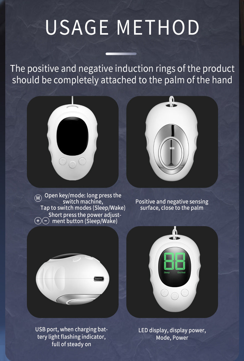Handheld Microcurrent Sleep Aid Device - USB Rechargeable Pulse Massager for Relaxation & Deep Sleep black