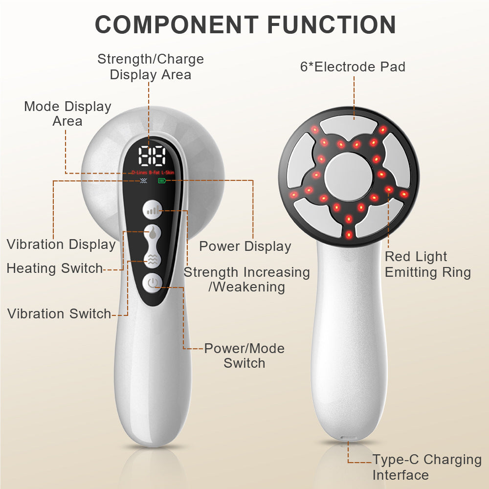 Advanced Multi-Technology Body Contouring Device - 5-in-1 Skin Firming, Muscle Toning & Rejuvenation Tool White