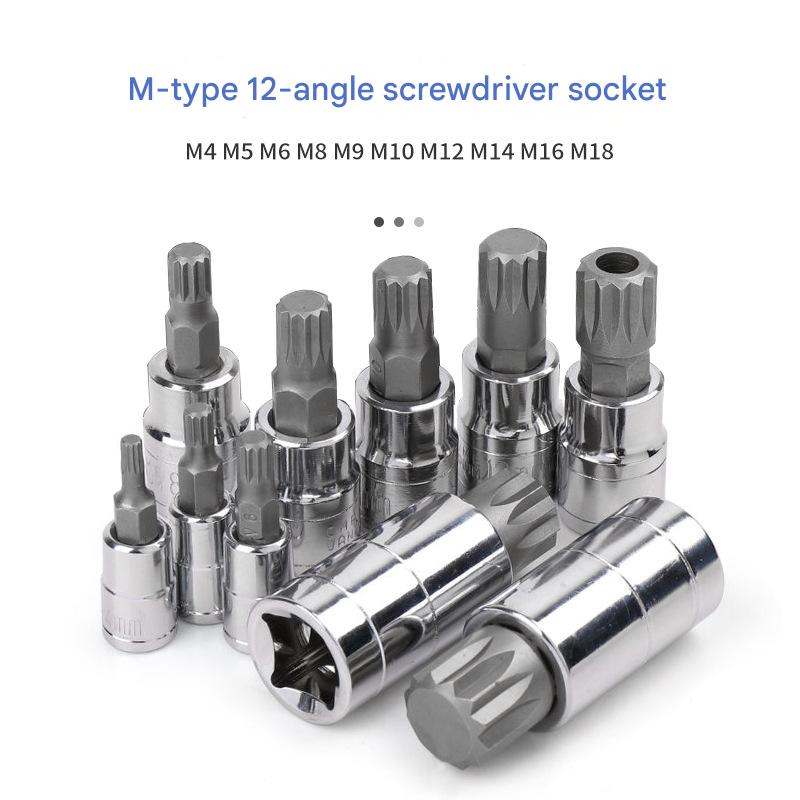 10-Piece M-Type Spline Bit Socket Set - Chrome Steel, Polished & Quenched for Durability with Storage Case blue