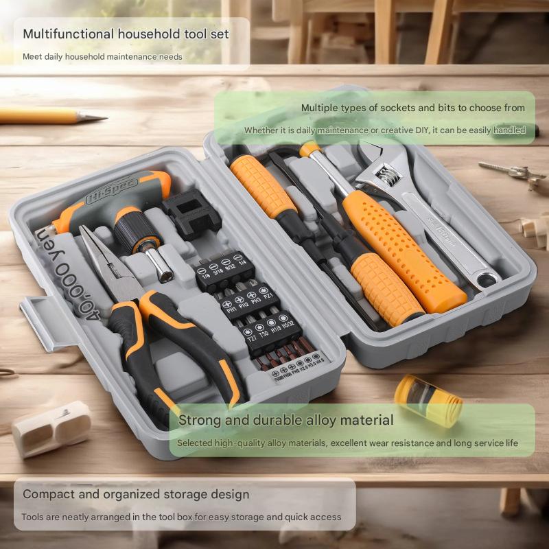 Comprehensive 30-Piece Household Tool Kit - Multi-Functional Home Repair Set with Storage Case Grey