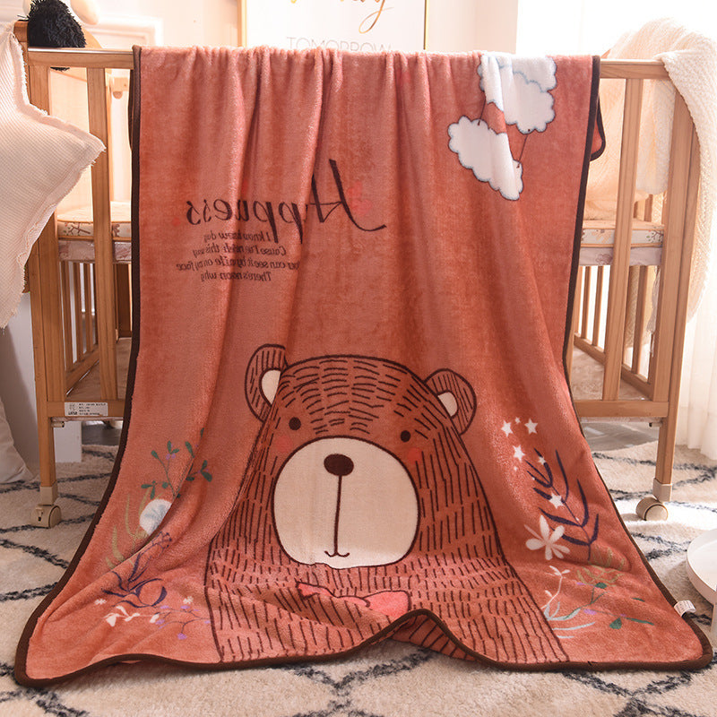 Ultra-Soft Kids Plush Fleece Blanket - Cozy Cartoon Animal Throw for All Seasons Bear
