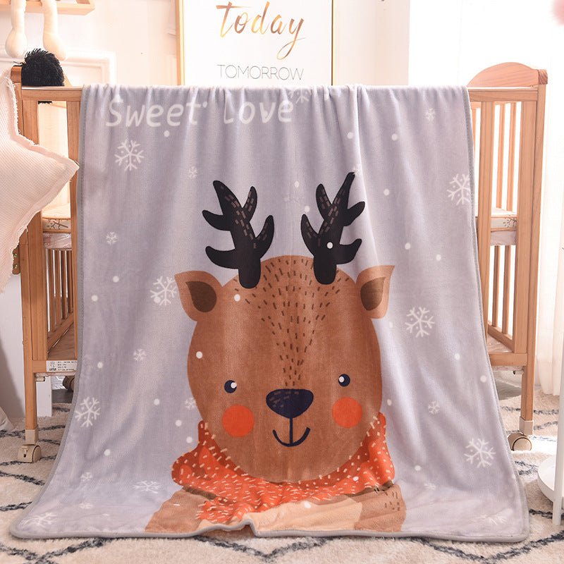 Ultra-Soft Kids Plush Fleece Blanket - Cozy Cartoon Animal Throw for All Seasons Fawn
