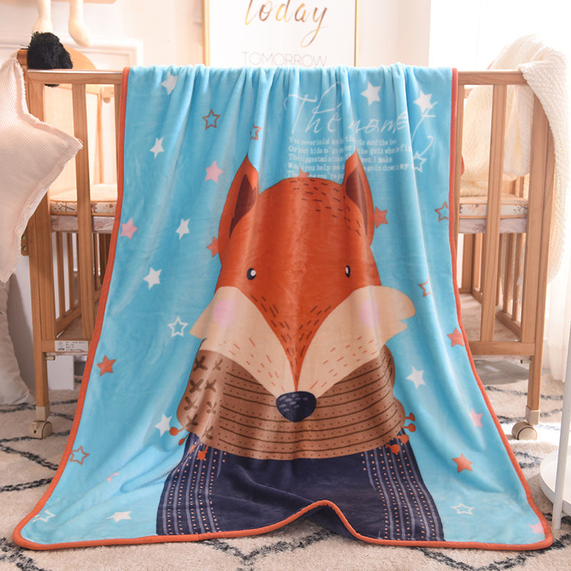 Ultra-Soft Kids Plush Fleece Blanket - Cozy Cartoon Animal Throw for All Seasons Fox