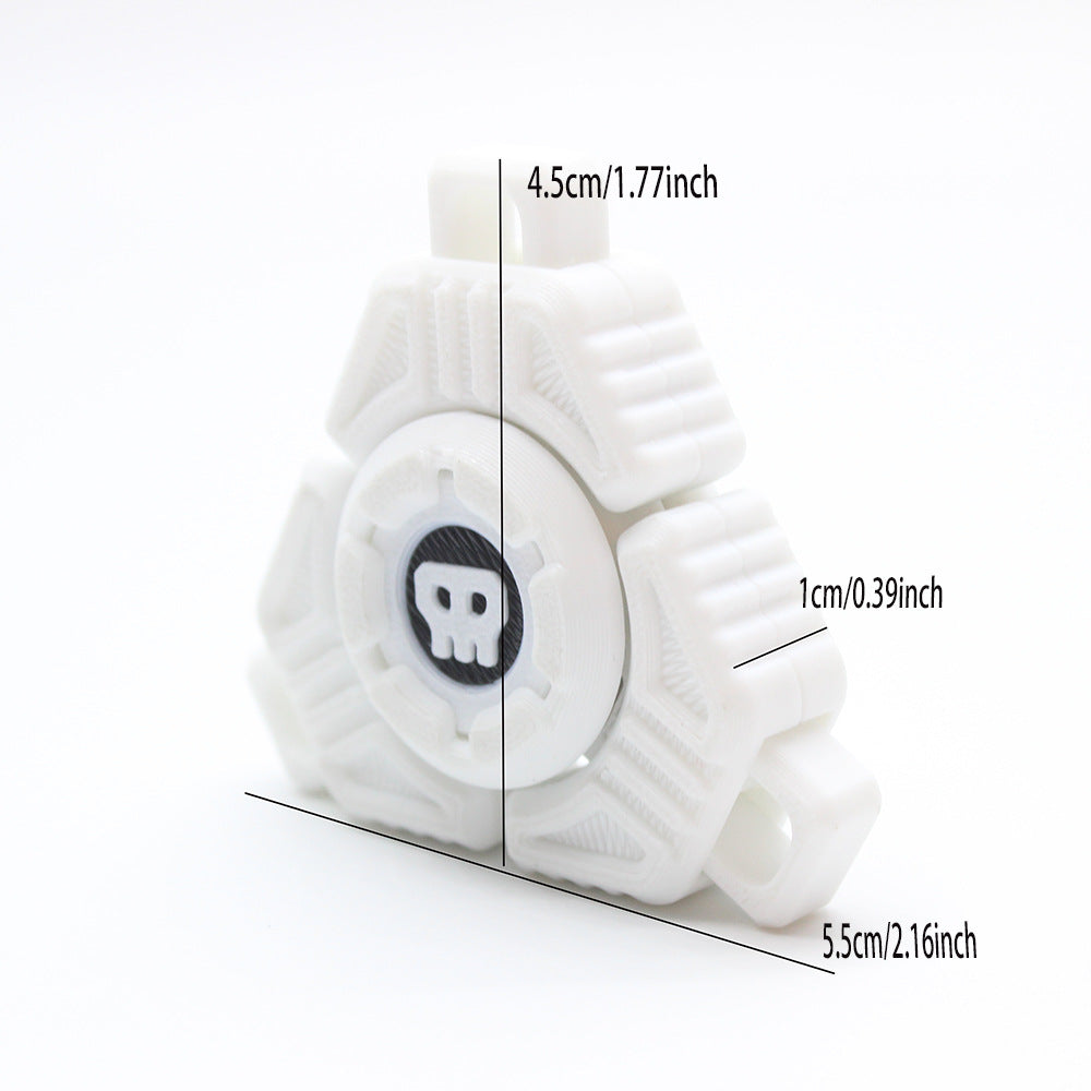 Two Sci-Fi Triangular Keychain Fidget Spinner - 3D Printed EDC Stress Relief Toy white