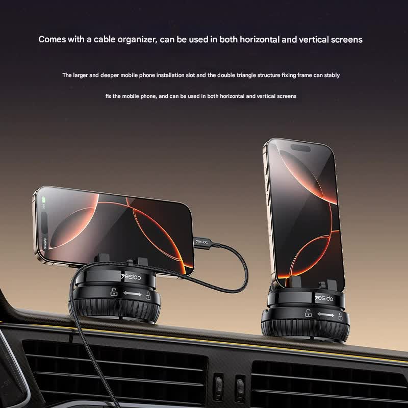 Universal Car Dashboard Phone Holder with Rotary Suction Cup & 360° Rotation black