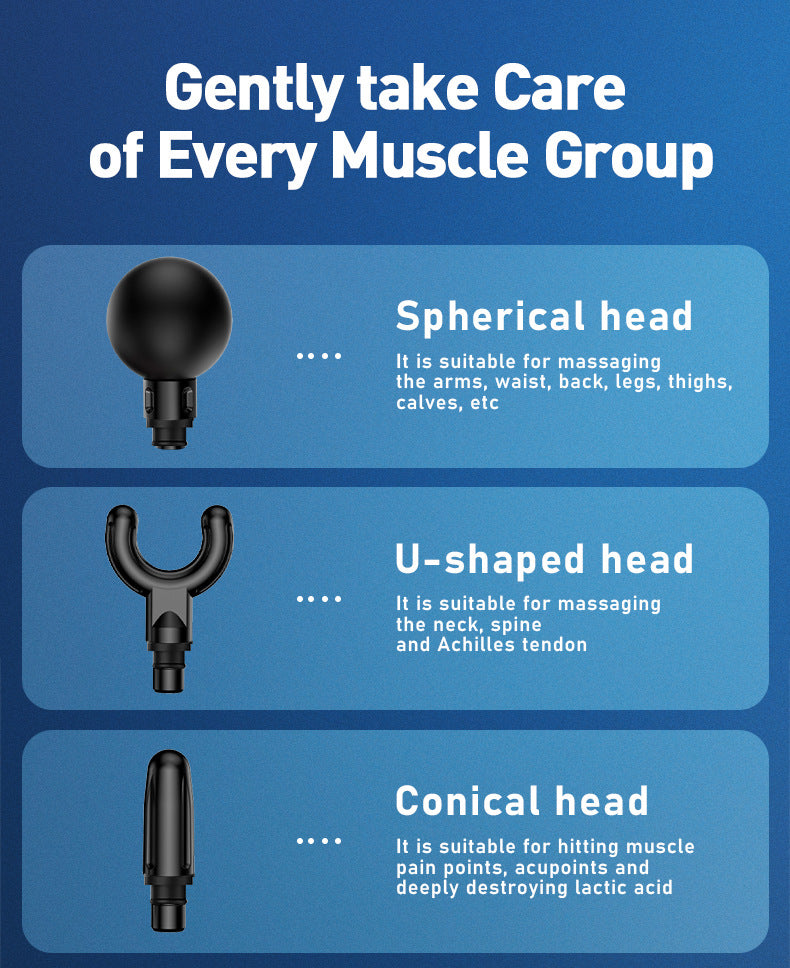 Professional Deep Tissue Percussion Massage Gun - 30 Speeds, 6 Heads & LCD Touch Screen black