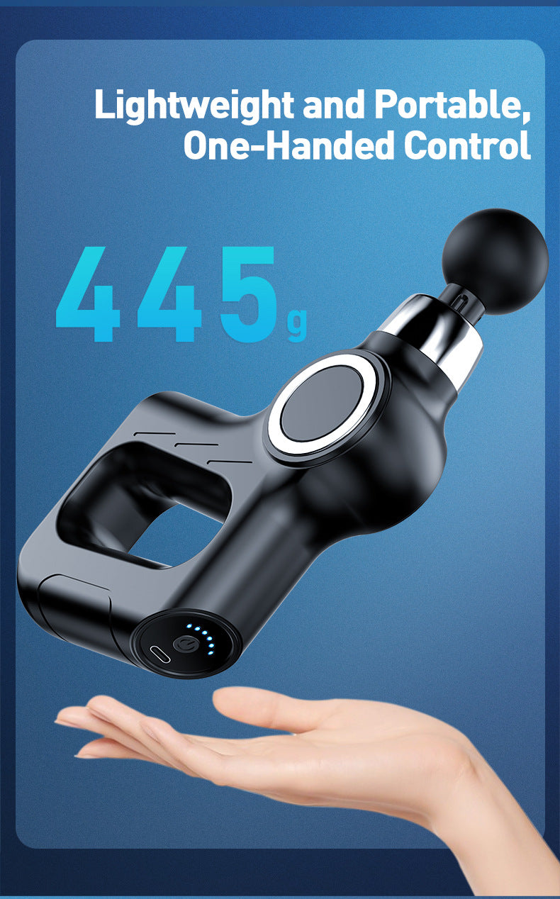 Professional Deep Tissue Percussion Massage Gun - 30 Speeds, 6 Heads & LCD Touch Screen black