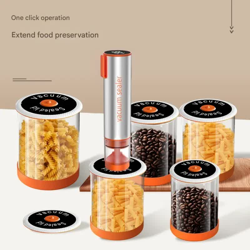 Multi-Function Handheld Electric Vacuum Sealer & Inflator Kit - For Food Bags, Jars, Wine & Balls Gray Orange
